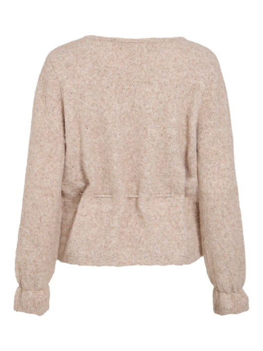 Vila Strickpullover V-Ausschnitt Vichamblin in Natural Melange