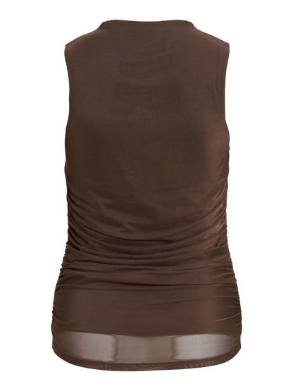 Vila Top Stehkragen Kurzarm Coffee Bean