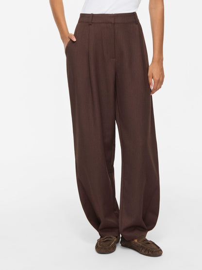 Vila Hose High-Waist Barrel-Fit Knoechel Coffee Bean Melange