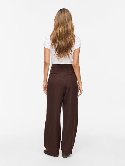 Vila Hose High-Waist Barrel-Fit Knoechel Coffee Bean Melange