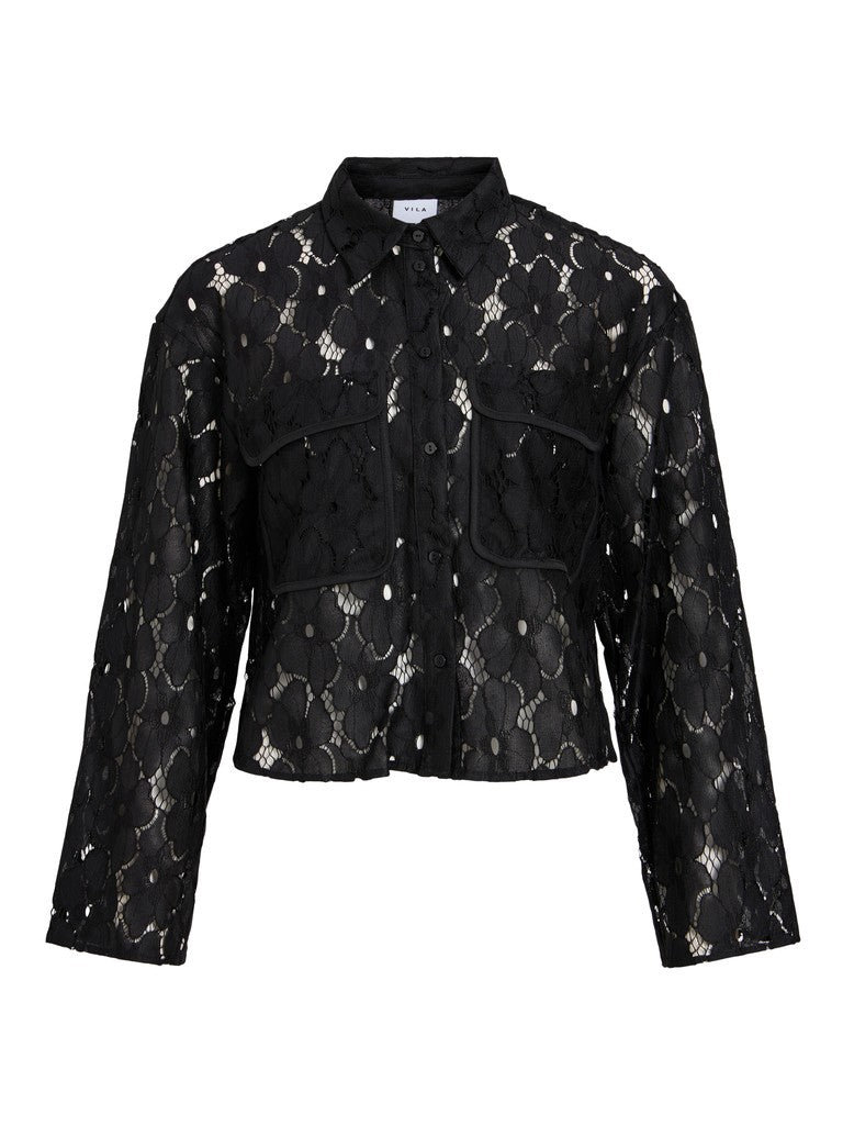 Vila Bluse Vitonato in Black Beauty