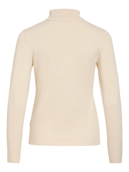 Vila Strickshirt Rollkragen Langarm Strick Top Sandshell Melange