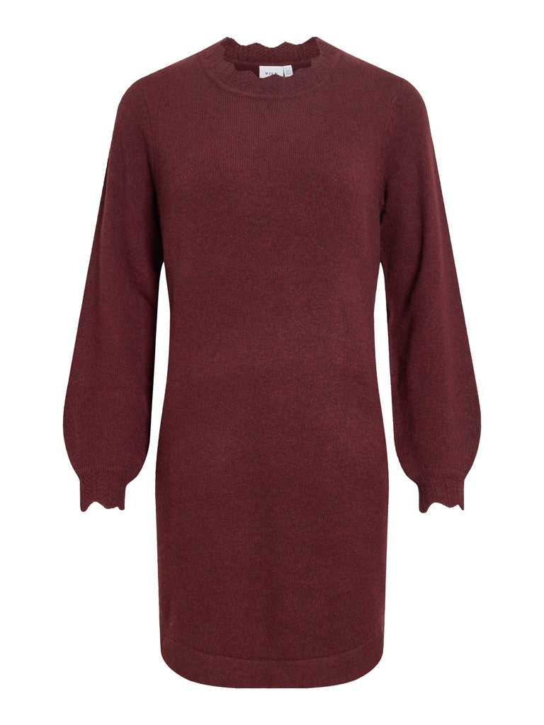 Vila Kleid Rundhals Langarm Strick Port Royale Melange