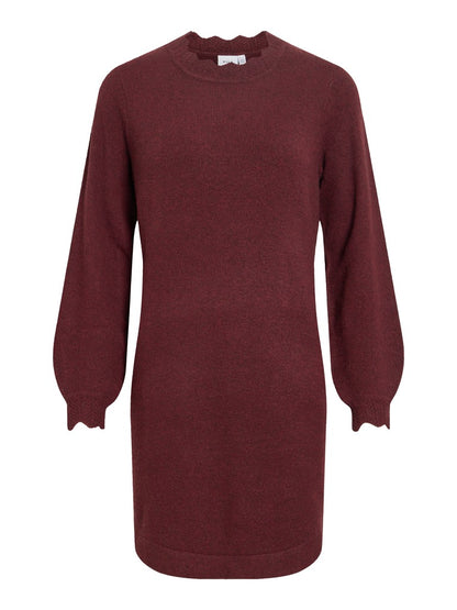 Vila Kleid Rundhals Langarm Strick Port Royale Melange
