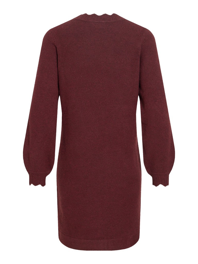 Vila Kleid Rundhals Langarm Strick Port Royale Melange