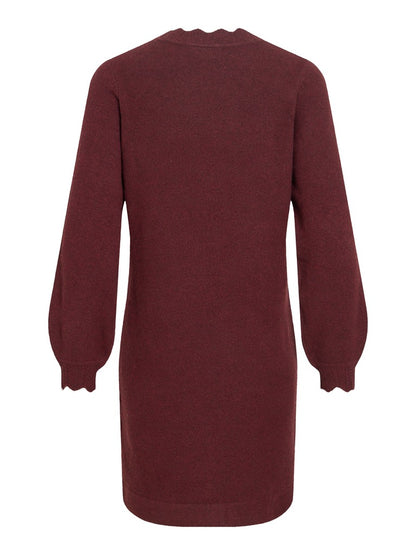 Vila Kleid Rundhals Langarm Strick Port Royale Melange