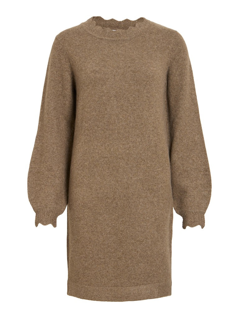 Vila Kleid Rundhals Langarm Strick Falcon Melange