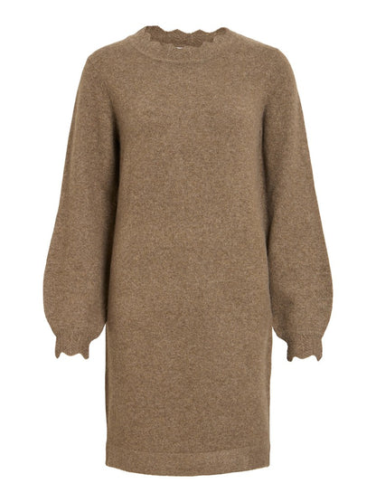Vila Kleid Rundhals Langarm Strick Falcon Melange