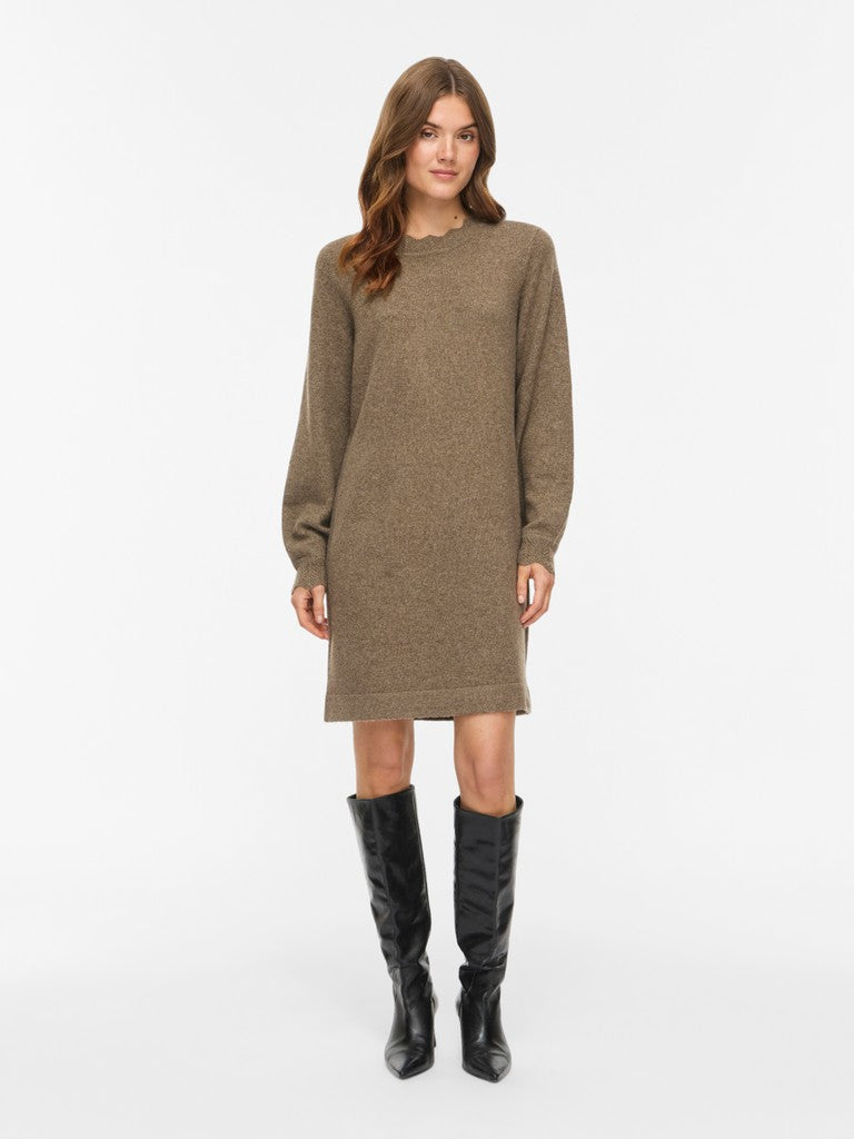 Vila Kleid Rundhals Langarm Strick Falcon Melange