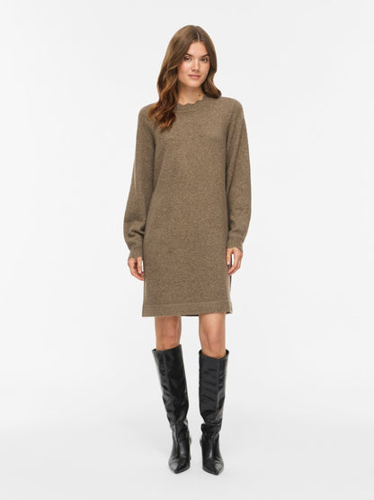 Vila Kleid Rundhals Langarm Strick Falcon Melange