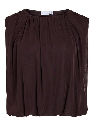 Vila Top O-Neck Langarm in Coffee Bean