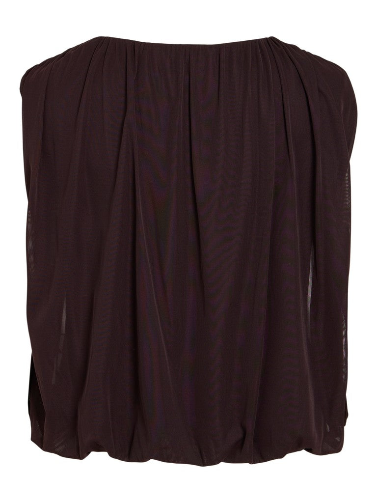 Vila Top O-Neck Langarm in Coffee Bean