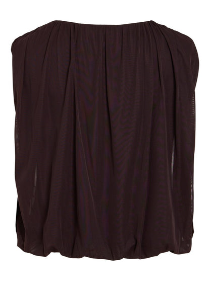 Vila Top O-Neck Langarm in Coffee Bean