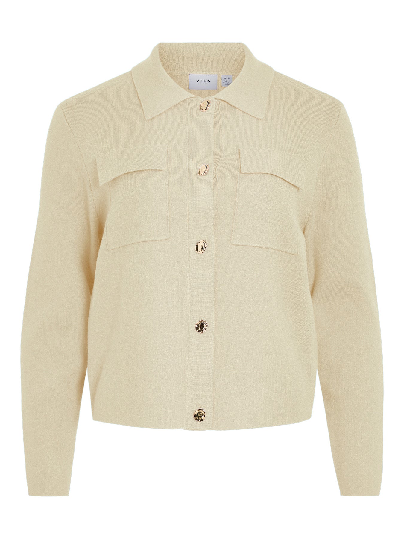 Vila Strickjacke Langarm Strick Super Light Natural Melan