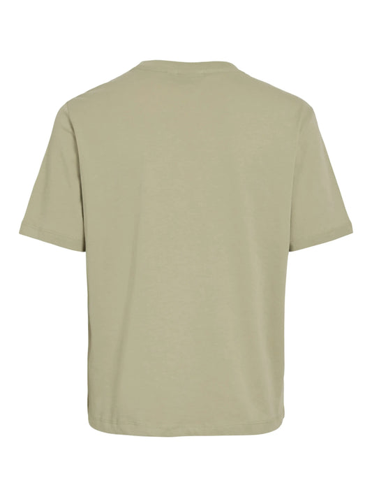 Vila T-Shirt Visybil Balance EMB O-Neck S/S in der Farme Elm Oliv