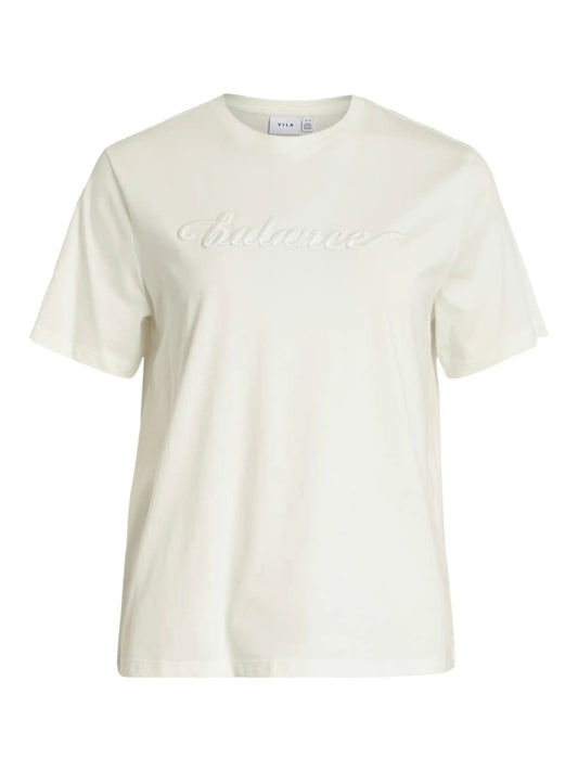 Vila T-Shirt Visybil Balance EMB in der Farbe Snow White