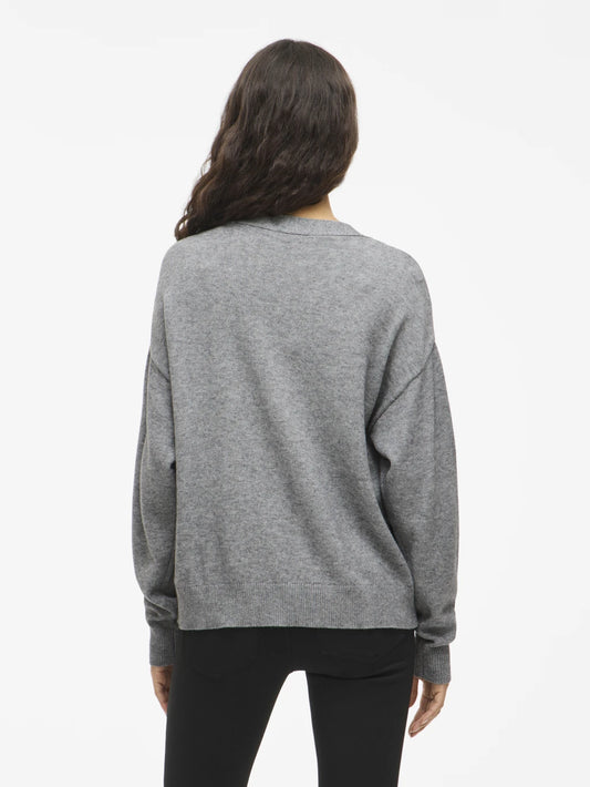 Vila Cardigan Viril Medium Grey Melange