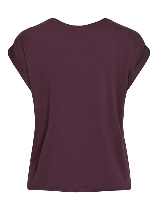 Vila T-shirt Viellette Satin Top Fig