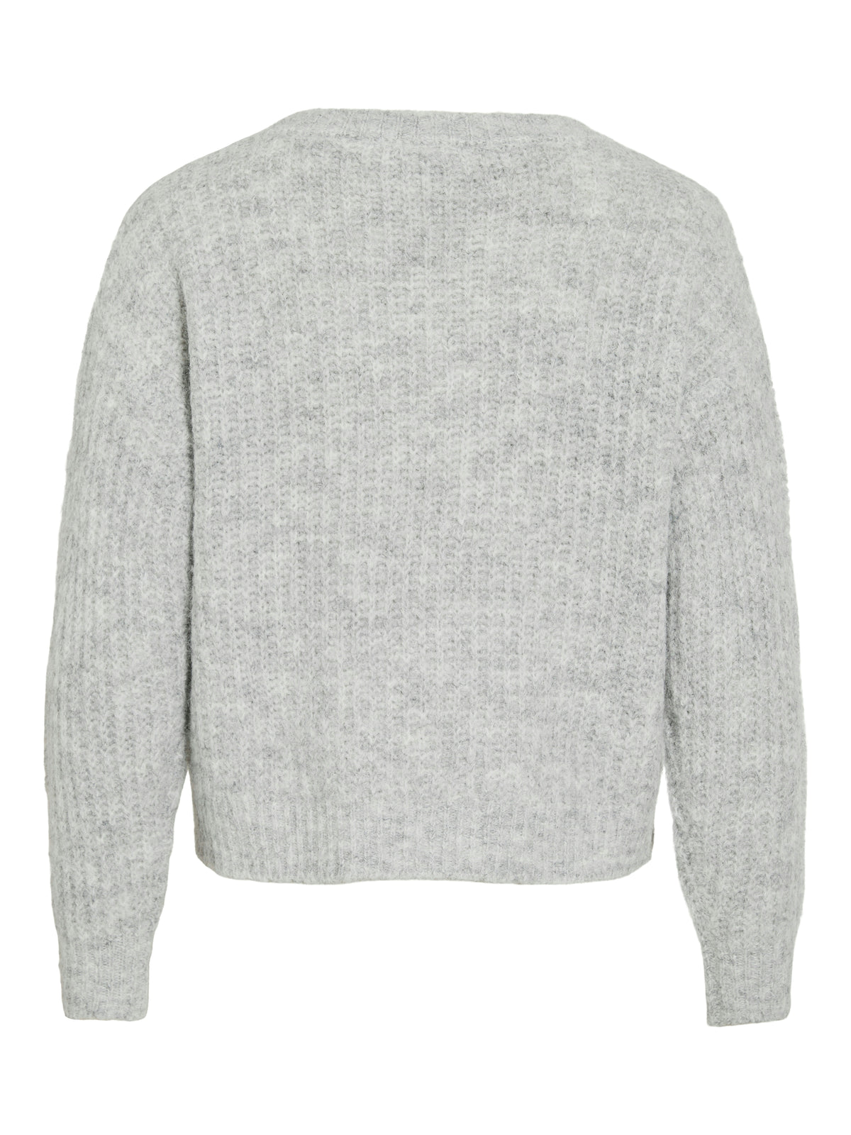 Vila Strickshirt V-Ausschnitt Langarm Strick Top Medium Grey Melange