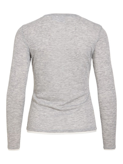 Vila Top Vielianne O-Neck Langarm in Light Grey Melange