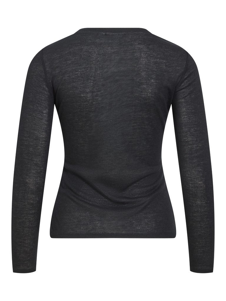 Vila Top Vielianne O-Neck Langarm in Black Beauty