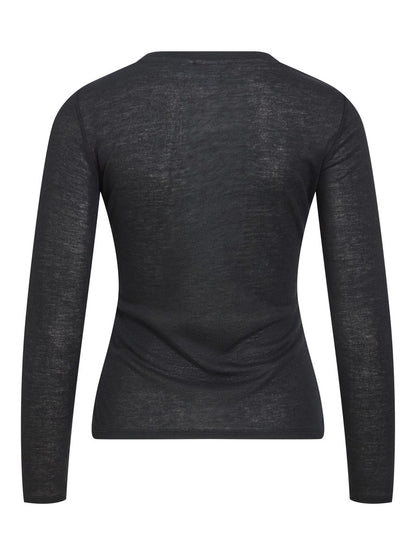 Vila Top Vielianne O-Neck Langarm in Black Beauty