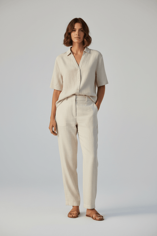 Authentic Style Damen, Bluse kurzarm D60124AG11335A - light beige