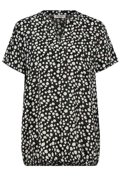 Authentic Style Rundhals Bluse V - Ausschnitt Black