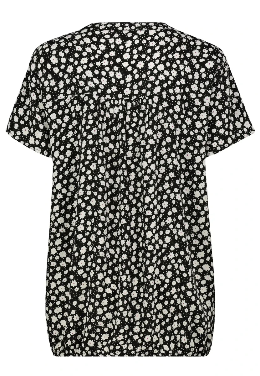 Authentic Style Rundhals Bluse V - Ausschnitt Black