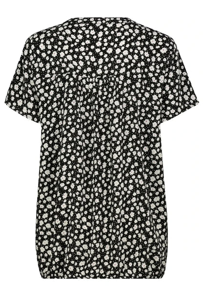 Authentic Style Rundhals Bluse V - Ausschnitt Black