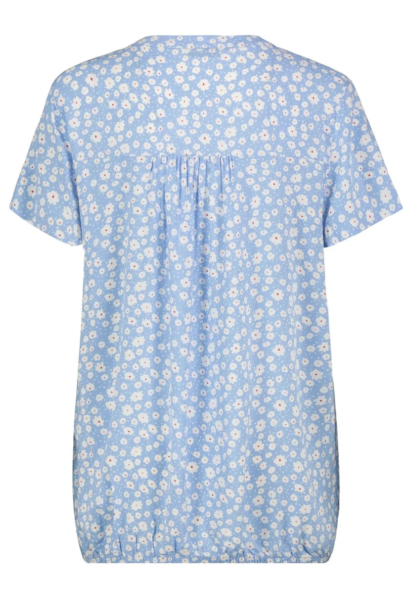 Authentic Style Rundhals Bluse V - Ausschnitt Light Blue