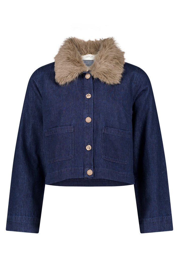 Cartoon Blazerjacke Kurz 1/1 Arm Patch Blue/Brown