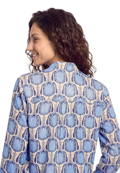 Cartoon Bluse Blau Natur