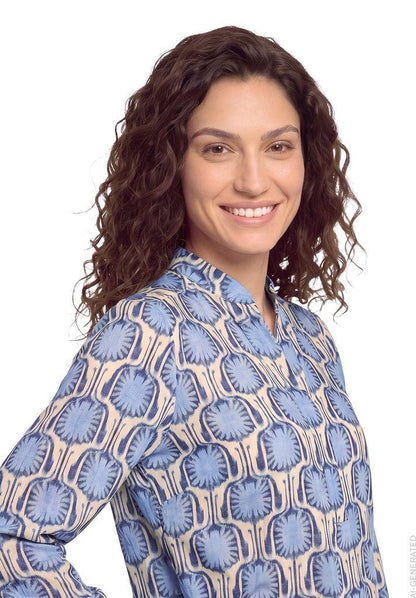 Cartoon Bluse Blau Natur