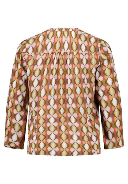 Cartoon Bluse Kurz 1/1 Arm Grün/Taupe
