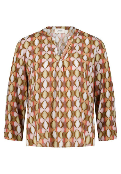 Cartoon Bluse Kurz 1/1 Arm Grün/Taupe