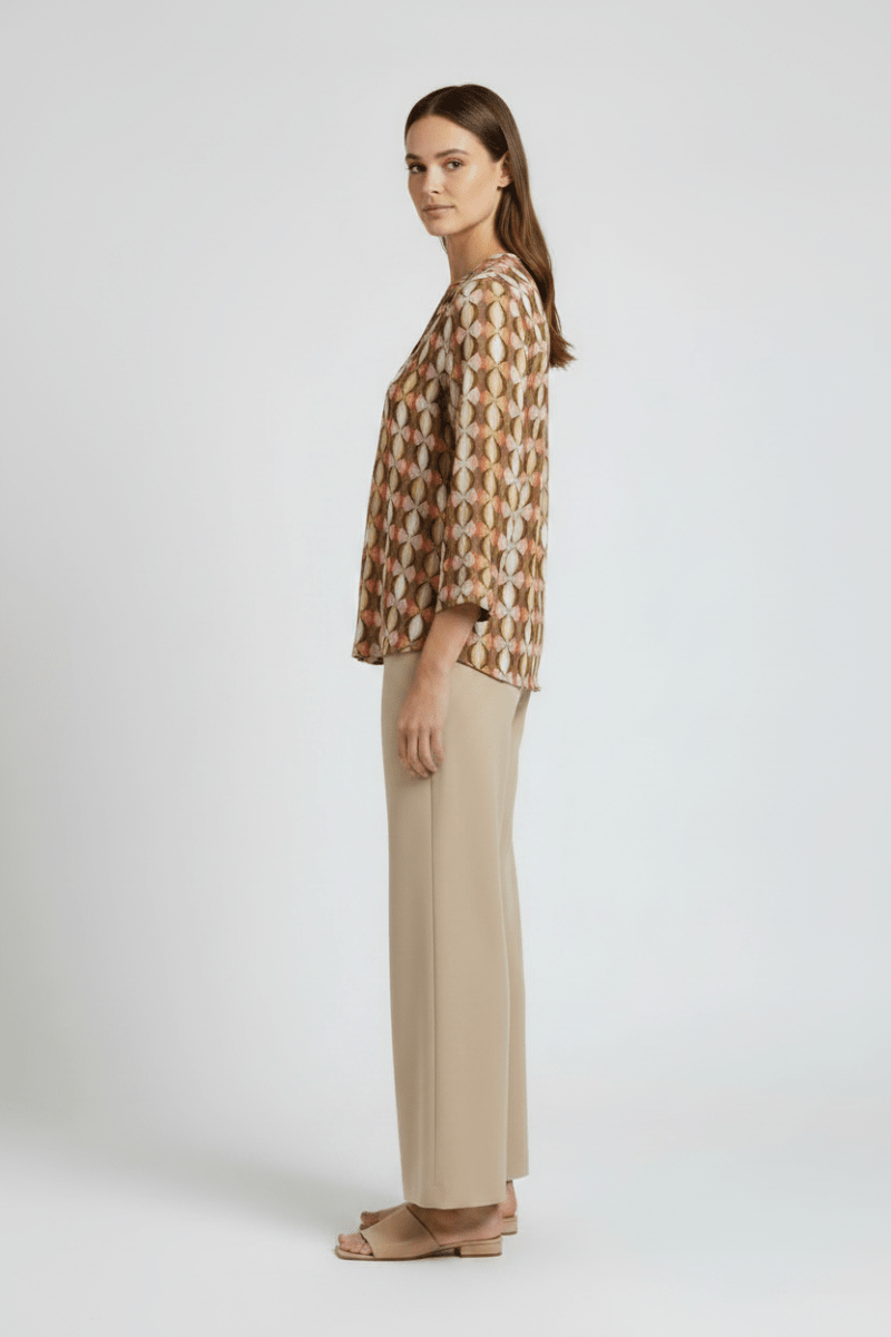 Cartoon Bluse Kurz 1/1 Arm Grün/Taupe