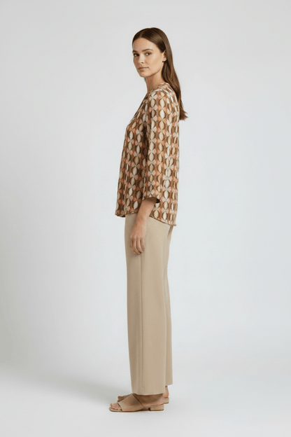 Cartoon Bluse Kurz 1/1 Arm Grün/Taupe