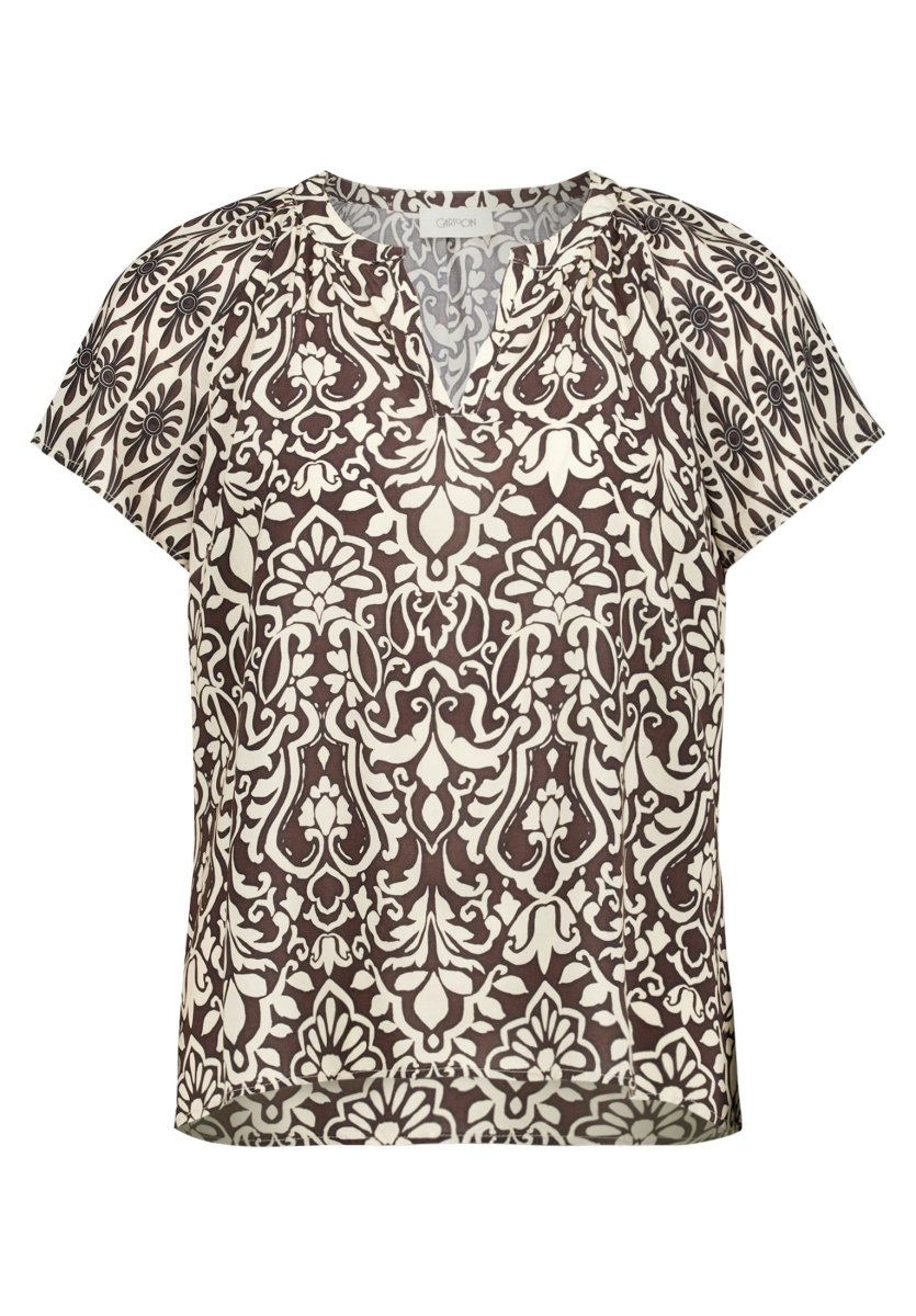 Cartoon Bluse Kurz 1/2 Arm in der Farbe Beige