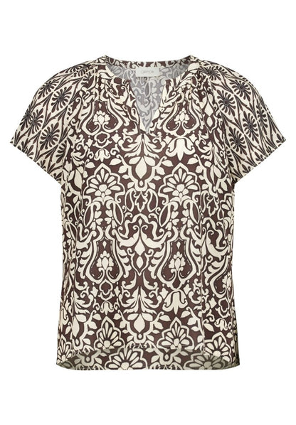 Cartoon Bluse Kurz 1/2 Arm in der Farbe Beige