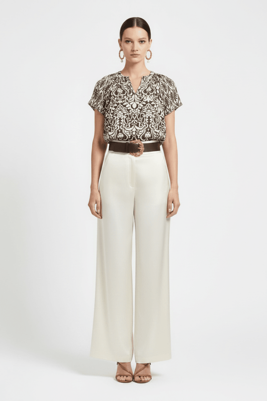 Cartoon Bluse Kurz 1/2 Arm in der Farbe Beige