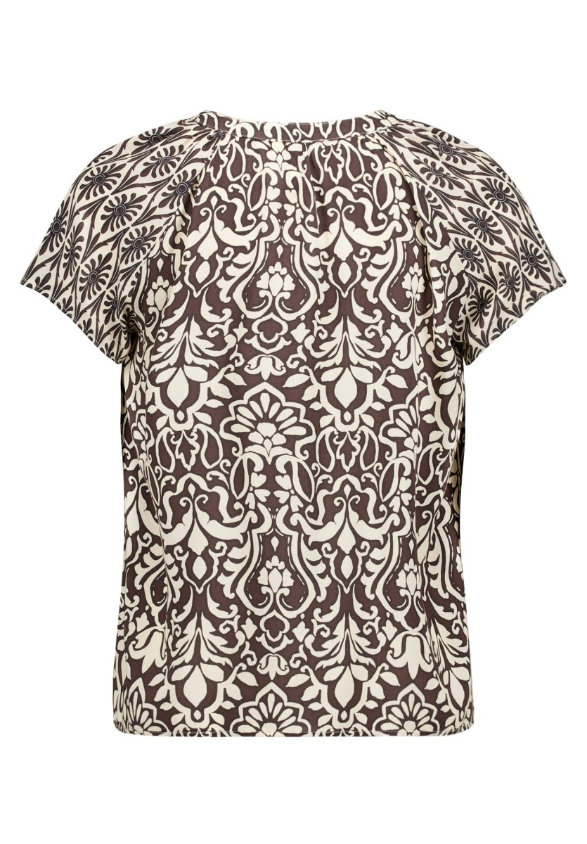 Cartoon Bluse Kurz 1/2 Arm in der Farbe Beige