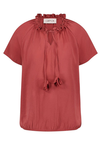Cartoon Bluse Kurz 1/2 Arm in der Farbe Dunkel Rot