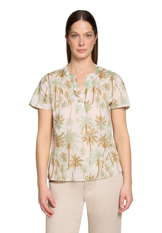 Cartoon Bluse Kurz 1/2 Arm in Farbe Beige