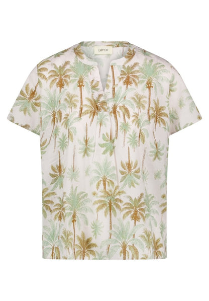 Cartoon Bluse Kurz 1/2 Arm in Farbe Beige