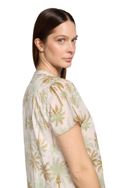 Cartoon Bluse Kurz 1/2 Arm in Farbe Beige