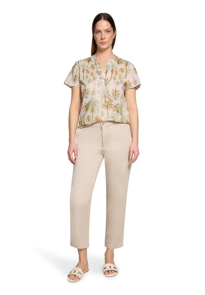 Cartoon Bluse Kurz 1/2 Arm in Farbe Beige