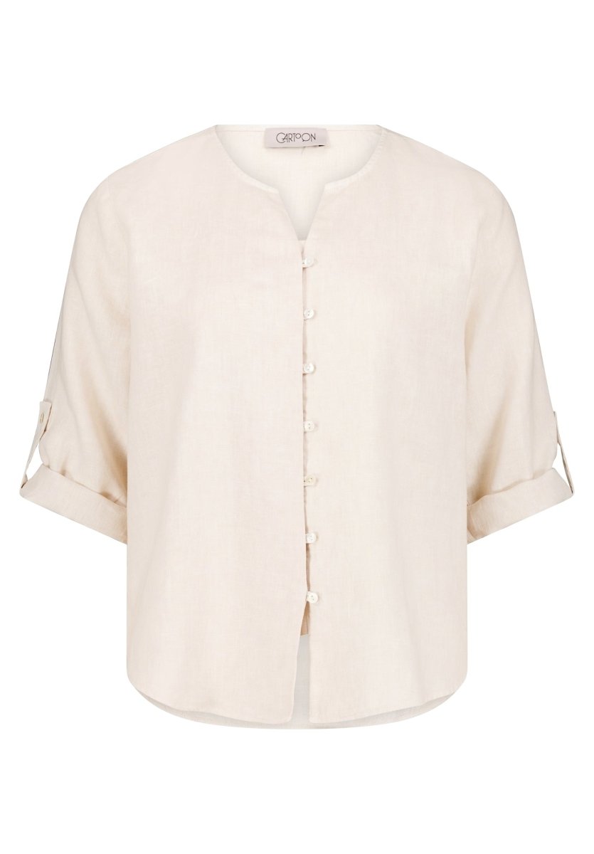 Cartoon Bluse Kurz 3/4 Arm in der Farbe Beige