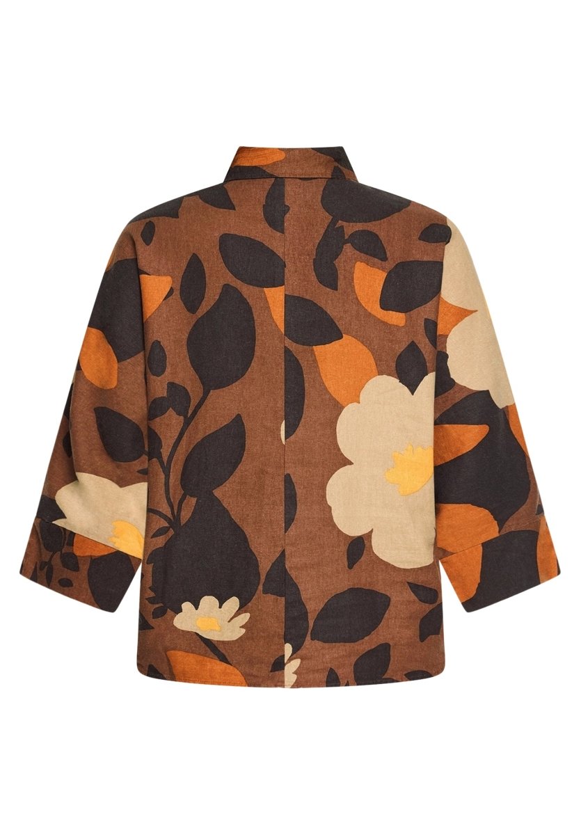 Cartoon Bluse Kurz 3/4 Arm in der Farbe Braun