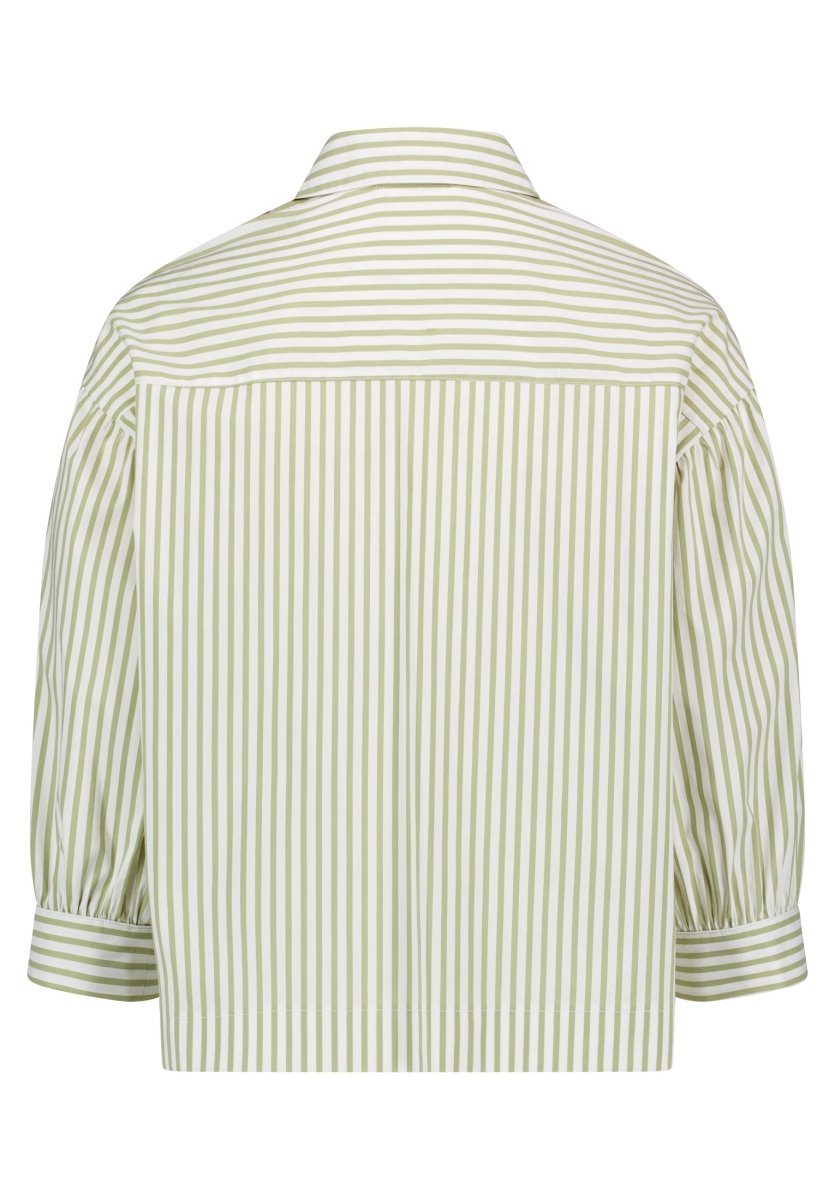 Cartoon Bluse Kurz 3/4 Arm Oliv White